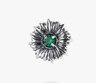Брошь значок цветок Подсолнух Emerald серебряная 925 Zirkon 2508339941 фото