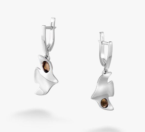 Серьги серебряные в форме птицы Благовещение BLACK DIAMOND 925 пробы 180-S15-5157s фото