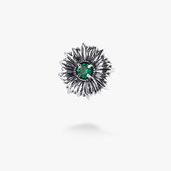 Брошка-значок квітка Соняшник Emerald срібна 925 Zirkon 2508339941 фото