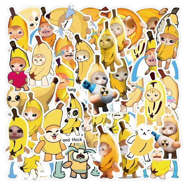 Стикерпак Банановый кот Набор наклеек GeekLand Banana Cat 50 штук 2881874876 фото