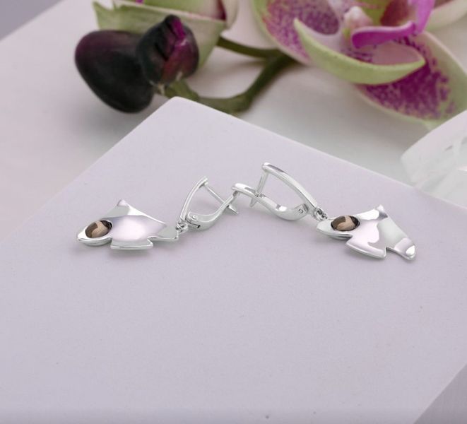 Серьги серебряные в форме птицы Благовещение BLACK DIAMOND 925 пробы 180-S15-5157s фото