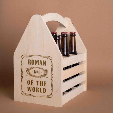 Ящик для пива "№1 of the world" персоналізований для 6 пляшок, англійська BD-beerbox-12 фото