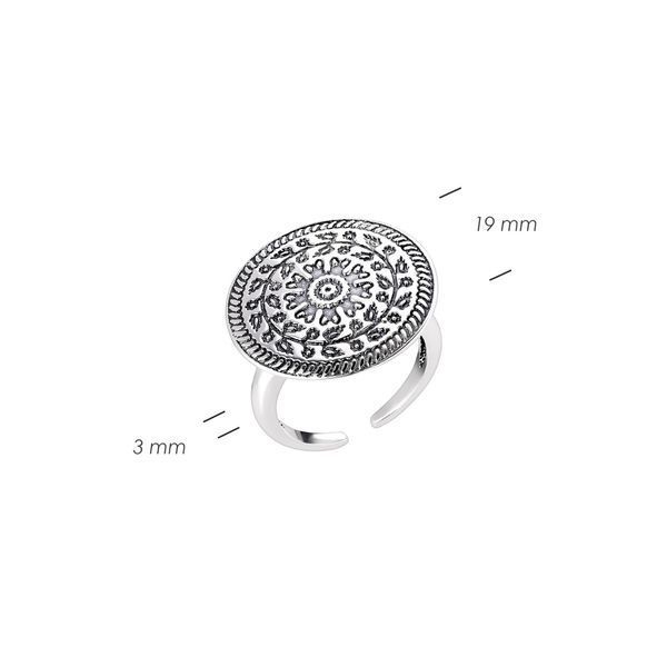 Серебряное этническое кольцо с цветочным орнаментом Пейстра mini 925 17-18 размер 2679444568 фото