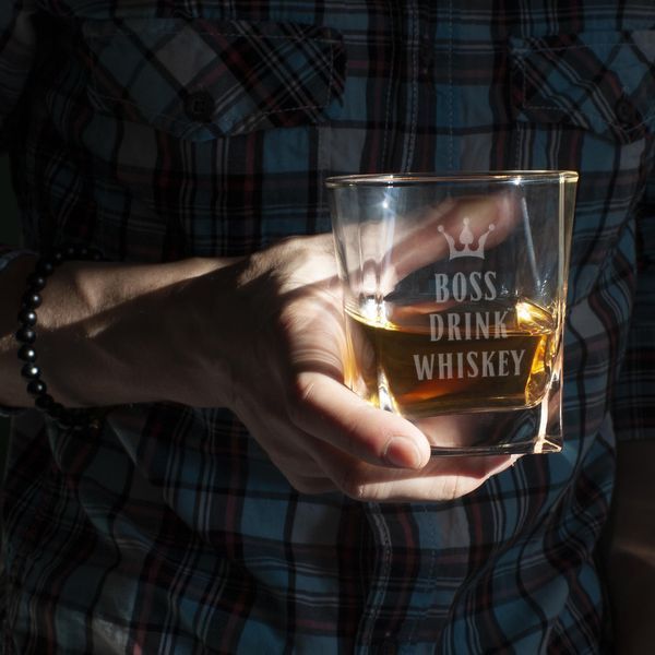 Стакан для віскі квадратний "Drink whiskey", англійська, Крафтова коробка BD-SV-08 фото