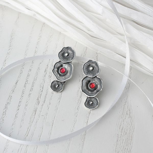 Сережки срібні Мальви Rose 925 Флора 106-11504S07-5097s фото