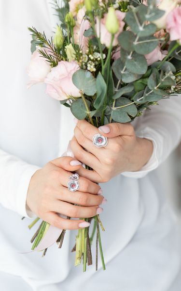 Кільце квітка срібне Мальви Rose 925 Флора 18.5-19 111-11502S07-5094k-185 фото