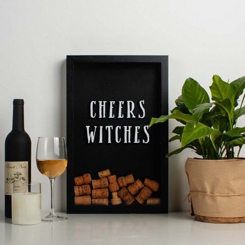 Скарбничка для винних корків "Cheers witches", Чорний, англійський 2603864229 фото