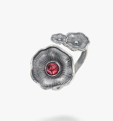 Кольцо цветок серебряное Мальвы Rose 925 Флора 19-19.5 111-11502S07-5094k-185 фото