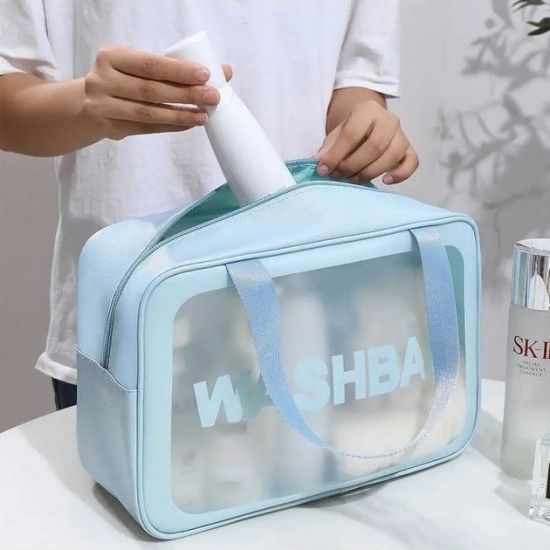 Прозрачная сумка-косметичка Washbag Big Blue 30 см 2581149430 фото