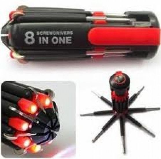 Універсальна викрутка 8в1 з ліхтариком Screwdrivers 2090687639 фото