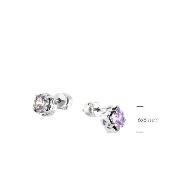 Пусеты серебряные ассиметричные Лириды Lavender 925 Zirkon 2911958741 фото