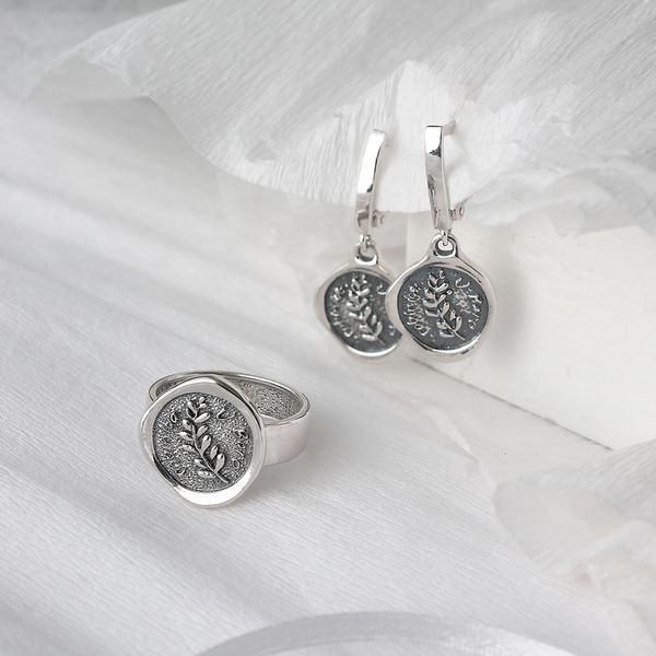 Кільце античне срібне Робінія 925 Флора 18 розмір 113-11502S-5099k фото