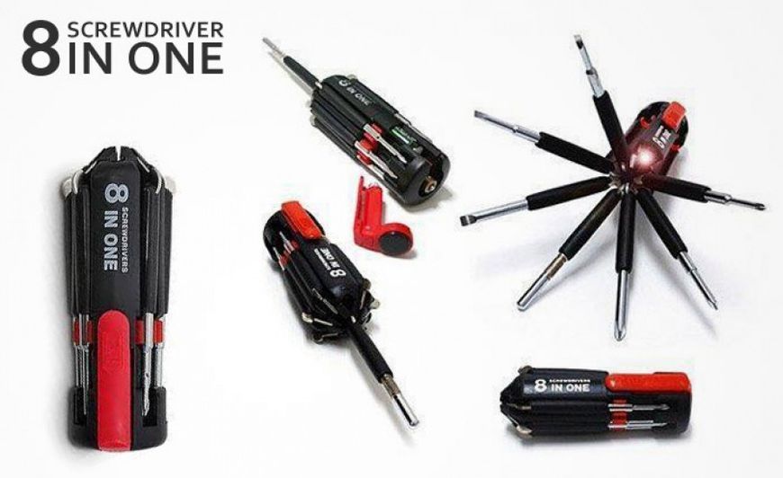 Універсальна викрутка 8в1 з ліхтариком Screwdrivers 2090687639 фото
