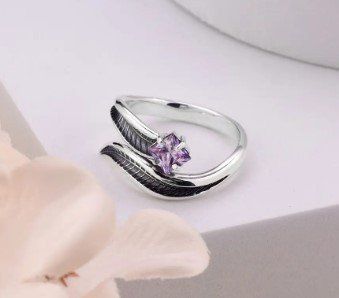 Кольцо серебряное Вербочка Lavender 925 Zirkon 16-17 размер 2575791715 фото