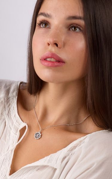 Кулон цветок серебряный Калачик Granat 925 Zirkon 257-S24-5185p фото