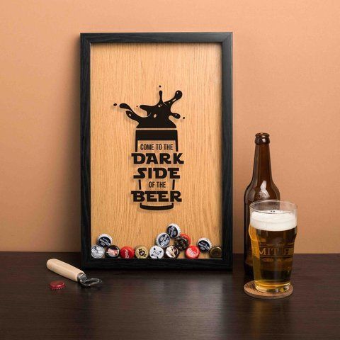 Рамка-копилка для пивних кришок "Come to the dark side of the beer", Чорний-коричневий, англійський 2603839700 фото