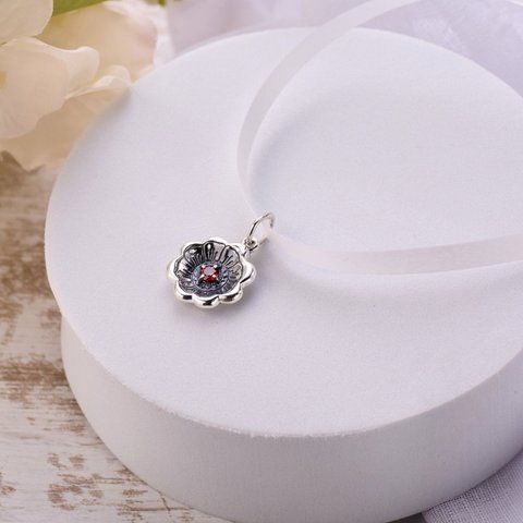 Кулон цветок серебряный Калачик Granat 925 Zirkon 257-S24-5185p фото