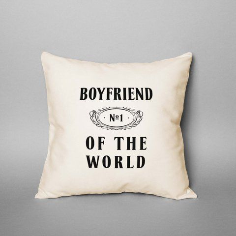 Подушка "Boyfriend №1 of the world", Белый, английский 2603875891 фото