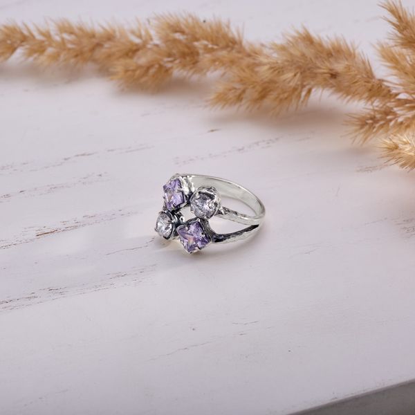 Кольцо серебряное Лириды mix Lavender 925 Zirkon 15.5 размер 2911958444 фото