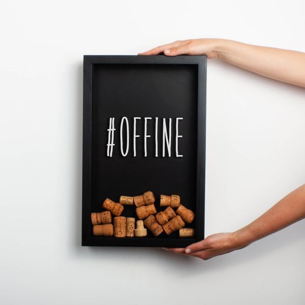 Рамка копилка "#offine" для пробок, black-black, black-black, англійська BD-vin-22 фото
