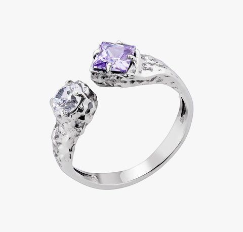Кольцо серебряное разъемное Лириды Lavender 925 Zirkon 16.5-17.5 размер 3000580645 фото