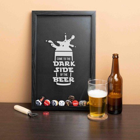 Рамка-копилка для пивних кришок "Come to the dark side of the beer", Чорний, англійський 2603839701 фото