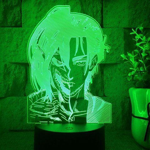 Акриловий 3D Світильник RGB Атака Титанів Титан Ерен Єгер Attack on Titan Eren Yeager 18 см 3038965754 фото