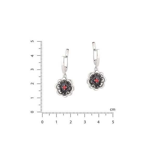 Серьги серебряные с цветами Калачик Granat 925 Zirkon 260-S24-5184s фото