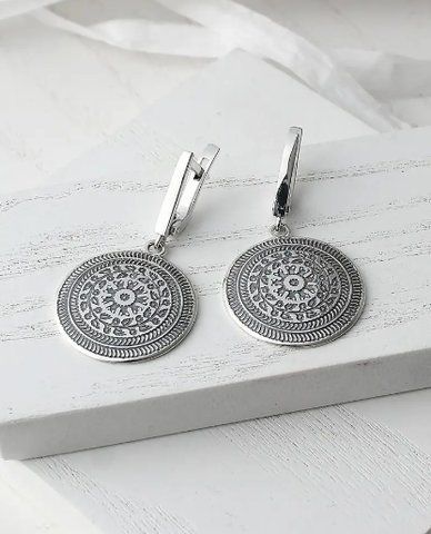 Сережки срібні етнічні Пейстра boho 925 Флора 125-11504S-5112s фото