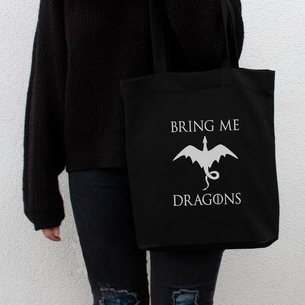 Экосумка GoT "Bring me dragons", Черный, английский 2603864154 фото
