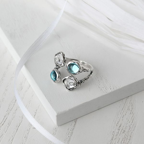 Кольцо серебряное Лириды mix Aqua Bohemia 925 17.5 размер 68-11102S006-5054k фото