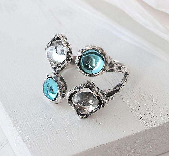 Кольцо серебряное Лириды mix Aqua Bohemia 925 17.5 размер 68-11102S006-5054k фото