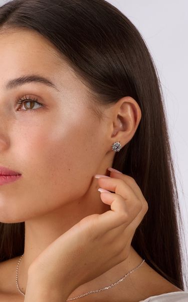 Серьги пусеты серебряные цветок Подсолнух Amethyst 925 Zirkon 259-S23-5199s фото