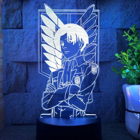 Акриловий 3D Світильник RGB Атака Титанів Титан Леві Attack on Titan Levi 18 см 3038965756 фото