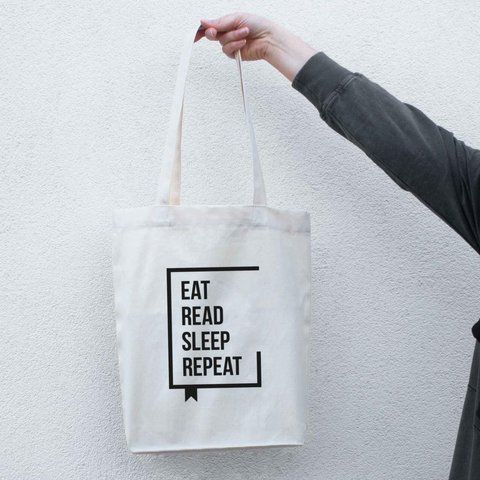Екосумка "Eat Read Sleep Repeat", Бежевий, англійський 2603873383 фото