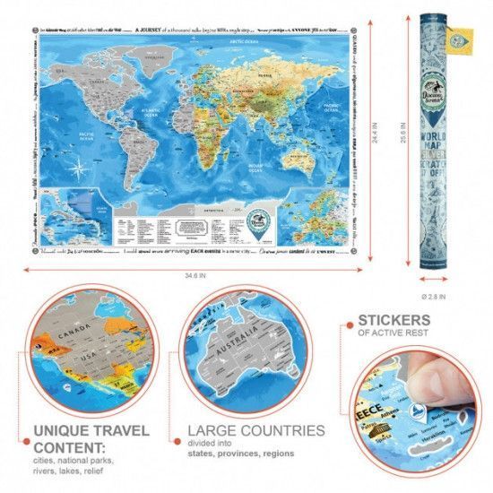 Скретч карта Discovery Map World на английском языке 112252 фото