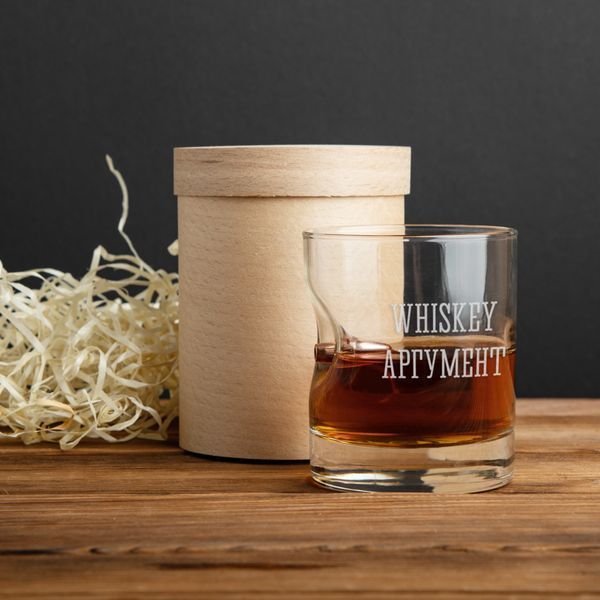 Стакан с пулей "WHISKEY АРГУМЕНТ" для виски, Тубус зі шпону BD-BULLET-GLASS-51 фото
