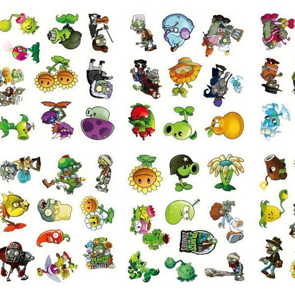 Стикерпак Зомбі проти Рослин набір наклейок GeekLand Plants vs. Zombies 60 штук 2897339846 фото