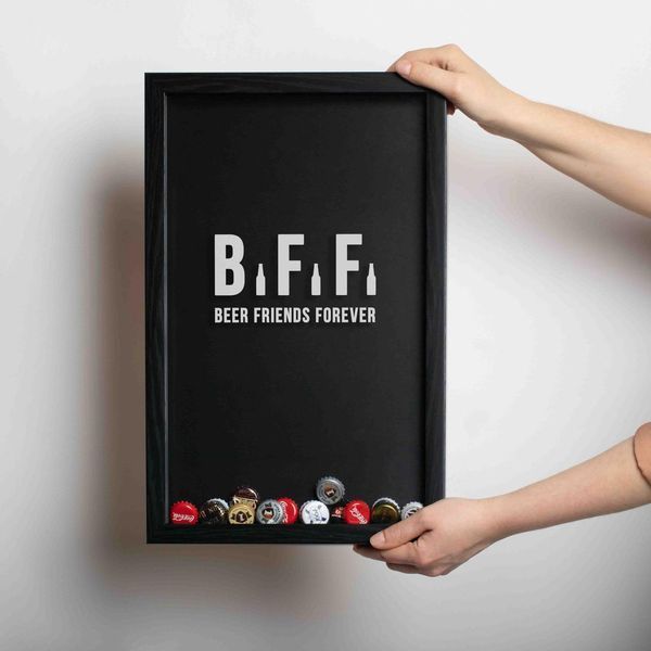 Рамка-копилка для пивных крышек "Beer Friends Forever", Черный, английский 2603839703 фото