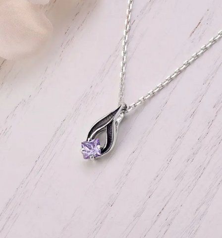 Кулон серебряный Листочек Вербочки Lavender 925 Zirkon 2461139320 фото