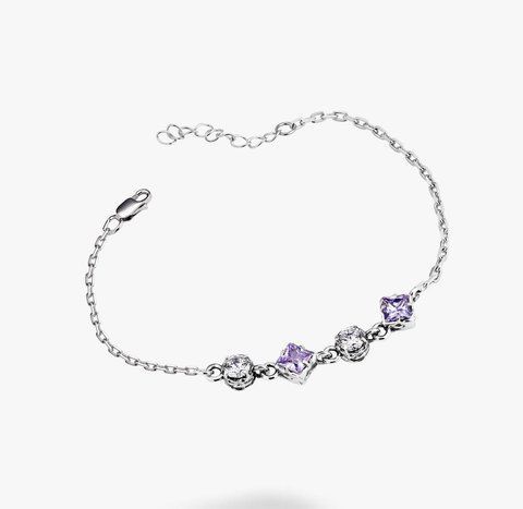 Браслет-цепочка серебряный Лириды mix Lavender 925 Zirkon 17 см+3 см 2911958448 фото