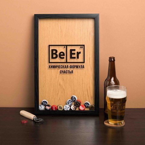 Рамка-копилка для пивних кришок "BeEr", Чорний-коричневий, англійський 2603839704 фото