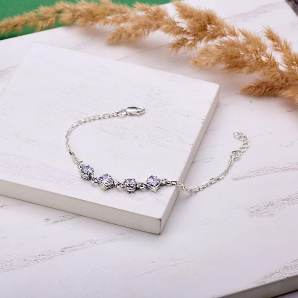 Браслет-цепочка серебряный Лириды mix Lavender 925 Zirkon 17 см+3 см 2911958448 фото