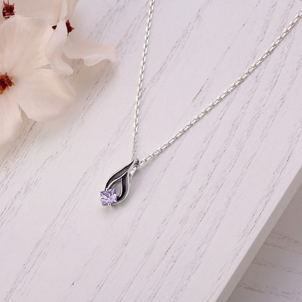 Кулон срібний Листочок Вербочки Lavender 925 Zirkon 2461139320 фото