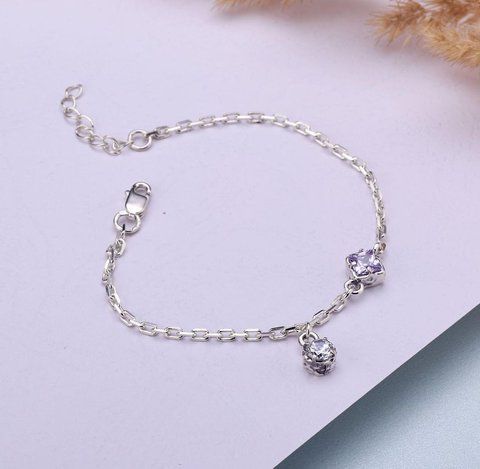 Браслет-цепочка серебряный Лириды Lavender 925 Zirkon 17 см+3 см 2911958449 фото