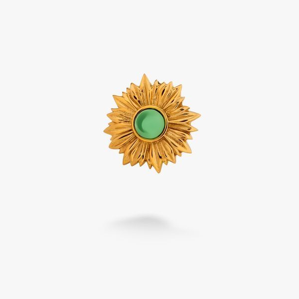 Брошь значок позолоченная в форме цветка Подсолнух Peridot Gold 211-SG18-5194b фото