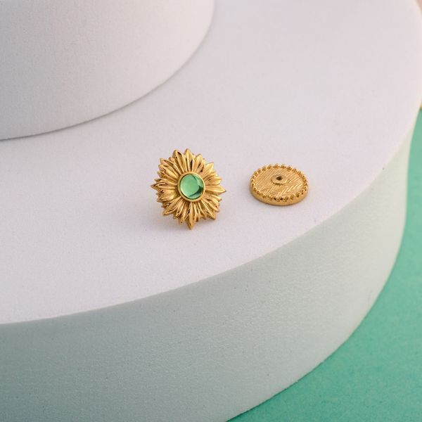Брошь значок позолоченная в форме цветка Подсолнух Peridot Gold 211-SG18-5194b фото