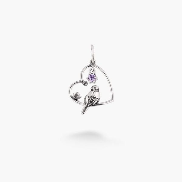 Кулон серебряный с птицей Соловейко Lavender 925 Zirkon 258-S25-5204p фото
