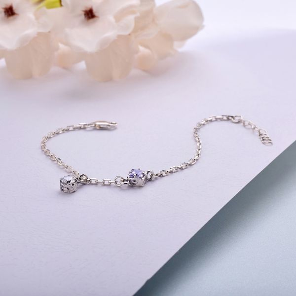 Браслет-цепочка серебряный Лириды Lavender 925 Zirkon 17 см+3 см 2911958449 фото