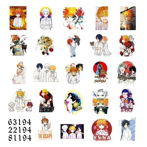 Стікерпак Обіцяний Неверленд Набір наклейок GeekLand The Promised Neverland 50 штук 2881880153 фото